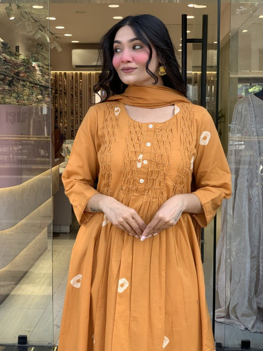 Elegant Maroon Anarkali Cotton Suit Set for Women