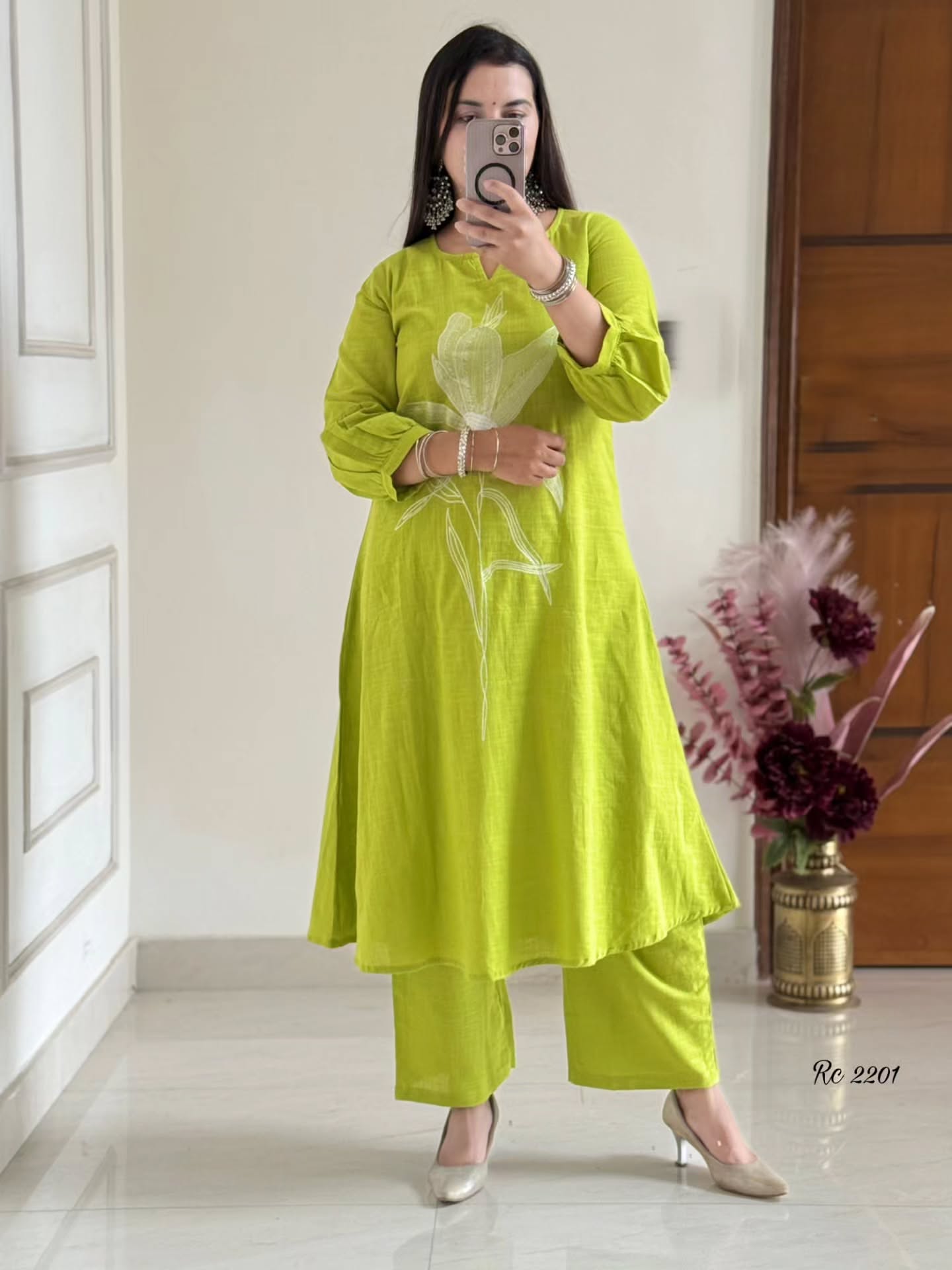 Embroidered Cotton Flex A-Line Kurta Set for Women