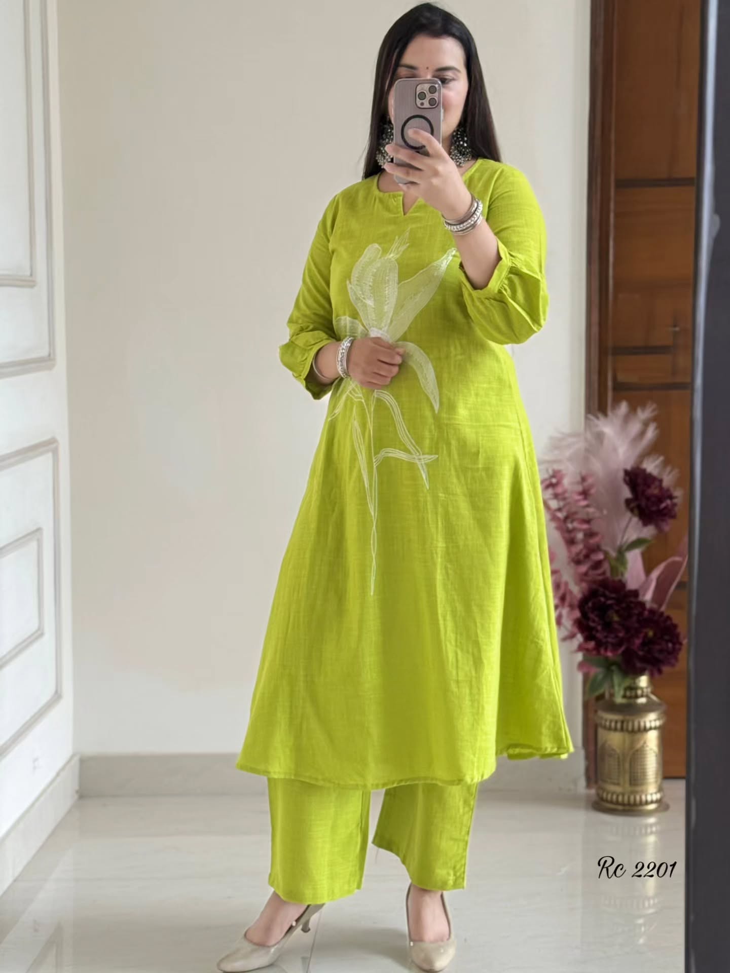 Embroidered Cotton Flex A-Line Kurta Set for Women