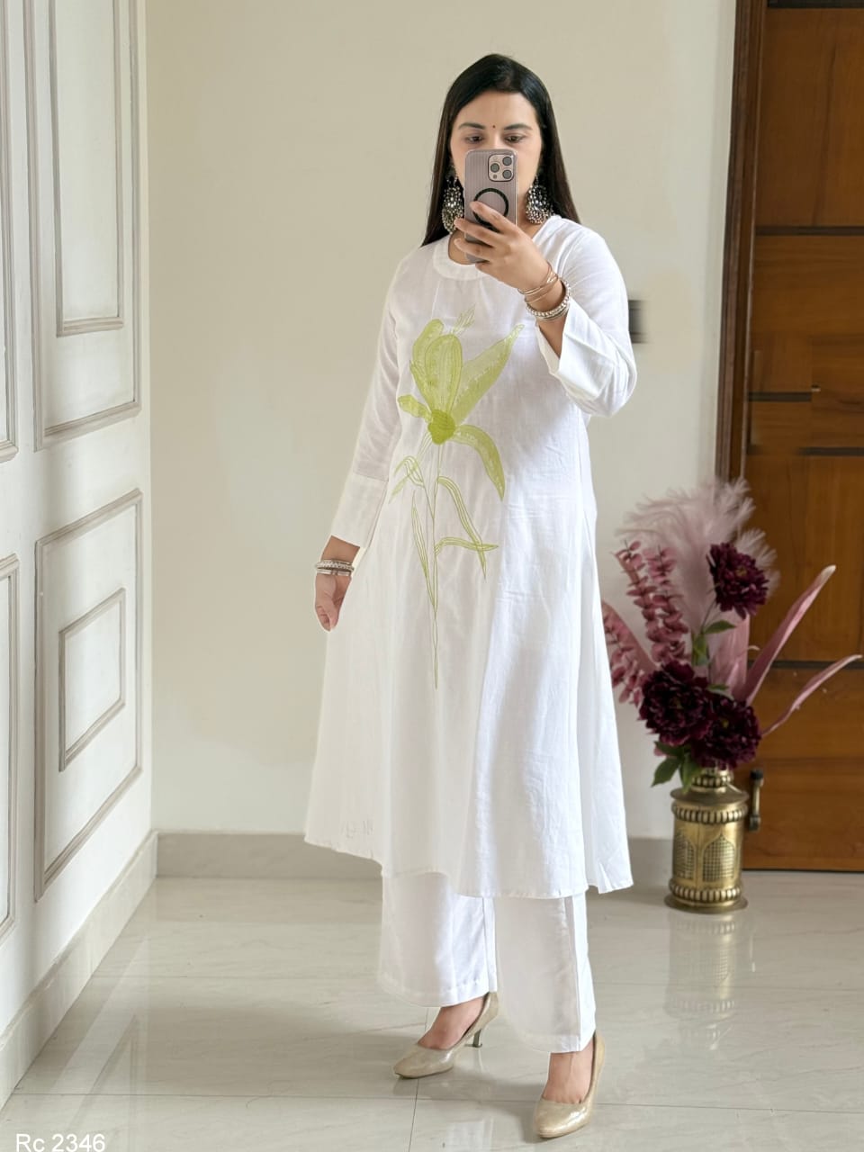 Embroidered Cotton Flex A-Line Kurta Set for Women