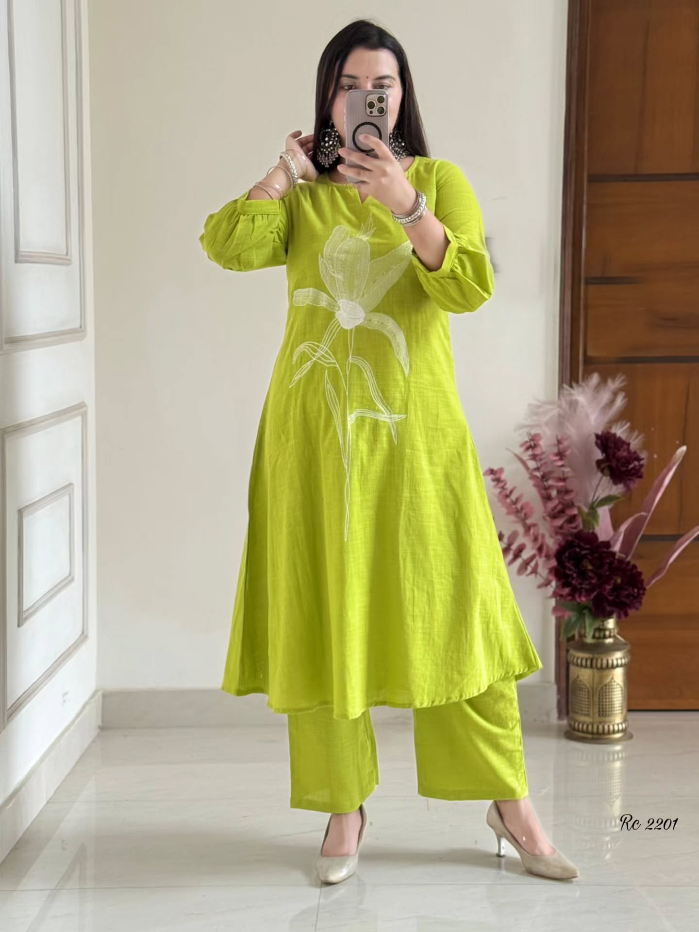 Embroidered Cotton Flex A-Line Kurta Set for Women