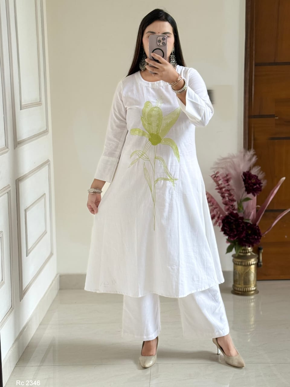 Embroidered Cotton Flex A-Line Kurta Set for Women
