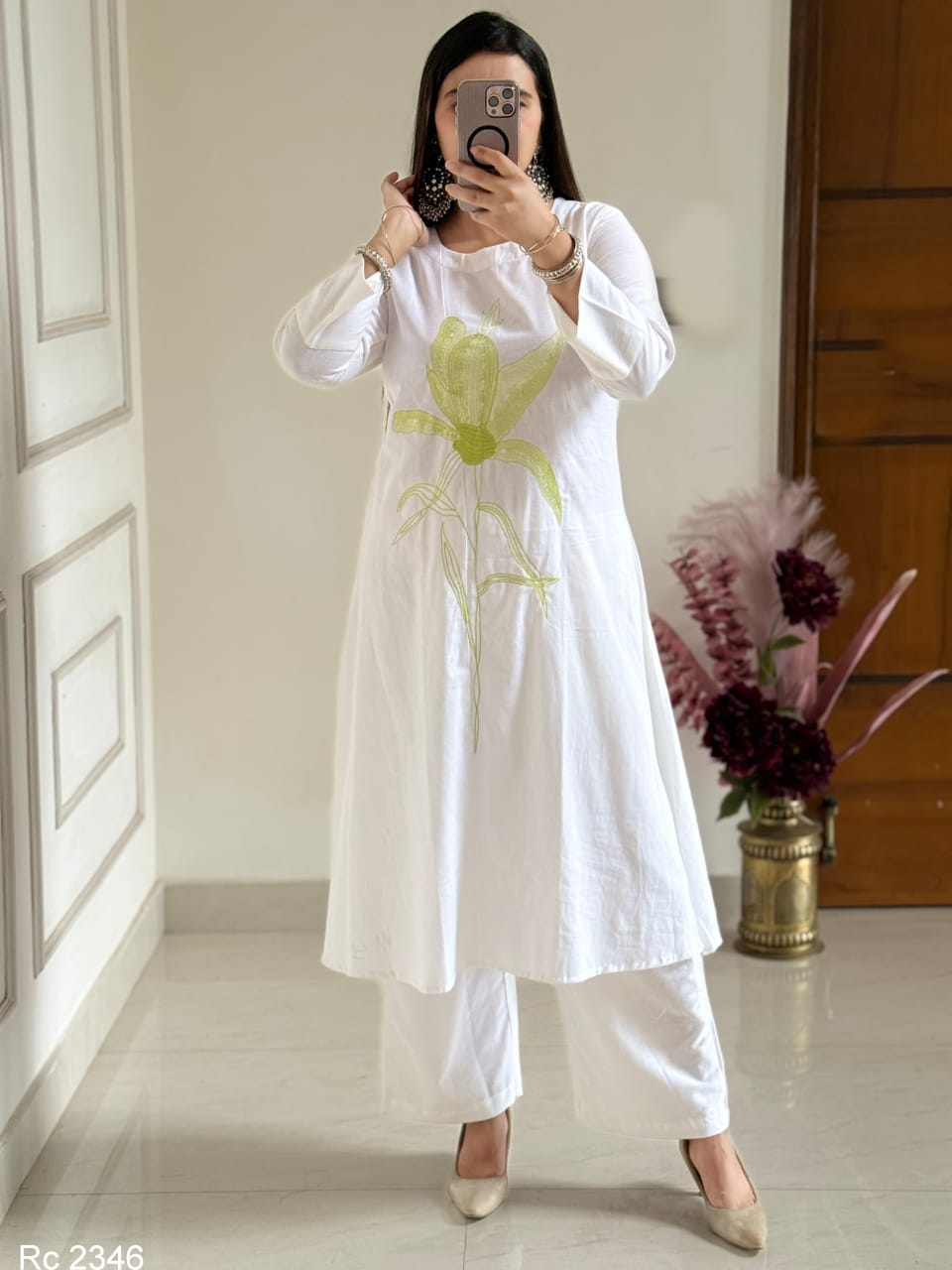 Embroidered Cotton Flex A-Line Kurta Set for Women