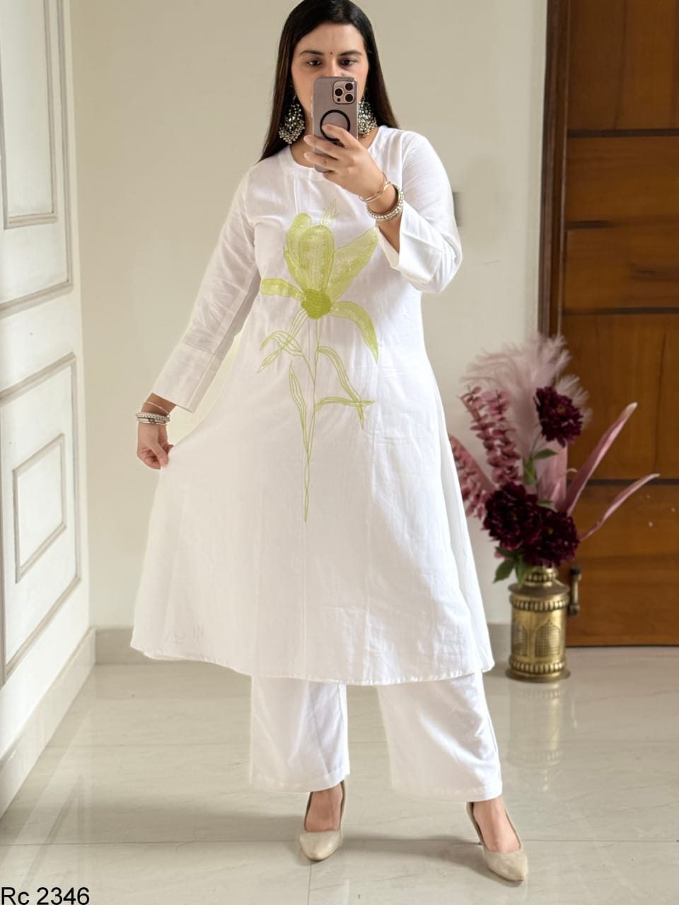 Embroidered Cotton Flex A-Line Kurta Set for Women