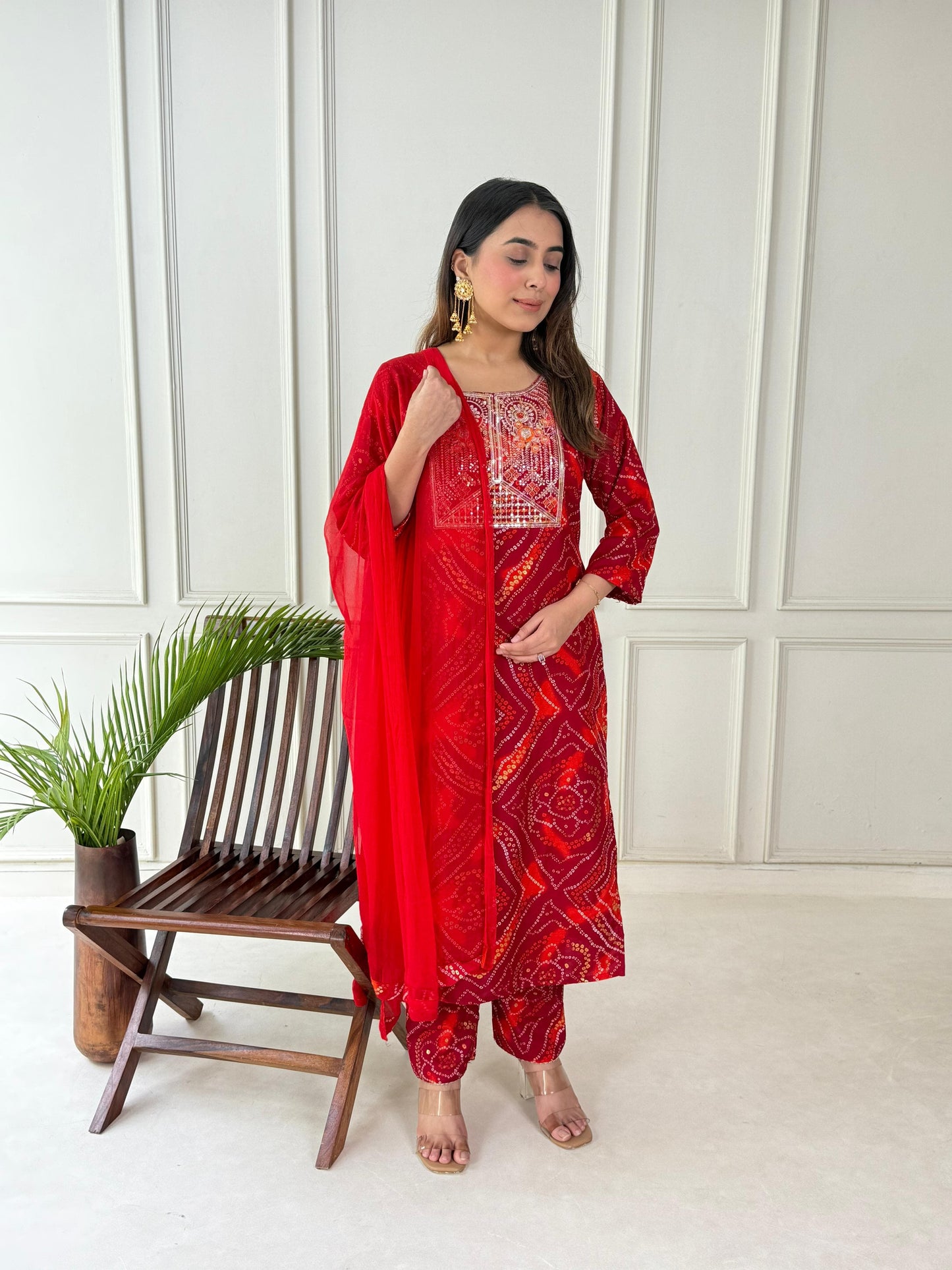 Elegant Red Printed Kurti Set – Everyday Ethnic Wear