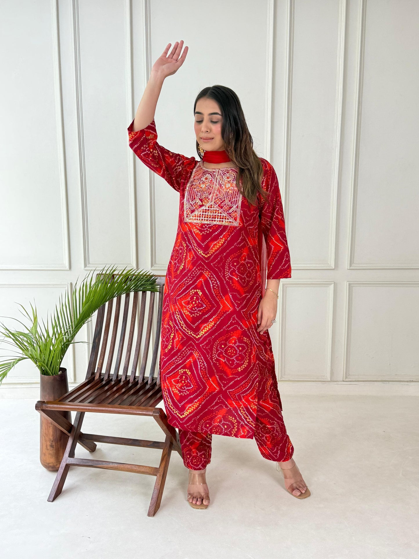 Elegant Red Printed Kurti Set – Everyday Ethnic Wear