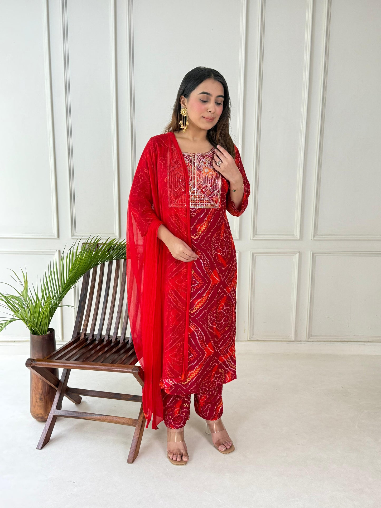 Elegant Red Printed Kurti Set – Everyday Ethnic Wear