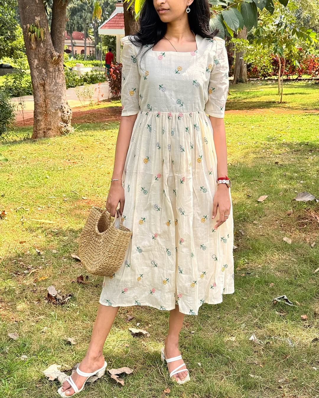 🌼 New Launch: Zinnia Flower Embroidered Midi Dress 🌼