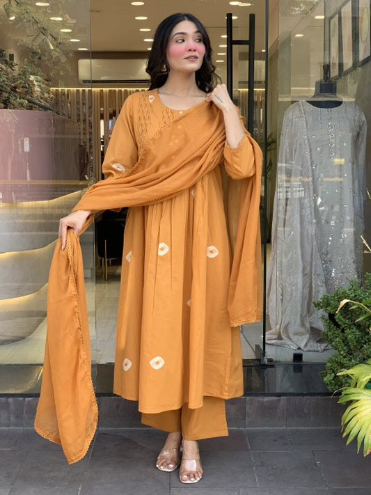 Elegant Maroon Anarkali Cotton Suit Set for Women