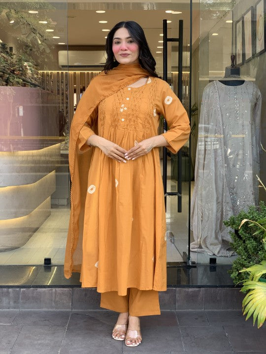 Elegant Maroon Anarkali Cotton Suit Set for Women